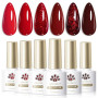 Born Pretty Vernis Semi Permanent Rouge Bourgogne Scintillant UV LED 6x7ml | Couleur vin rouge profond, effet pailleté, manucure