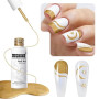 Vishine Gel Liner Nail Art Métallique Argent Or Bronze 2pcs – Effet Chrome Miroir 3D, Vernis Gel de Traçage avec Pinceau Fin pou