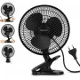 BLEYTON Mini ventilateur de bureau, pince, mur et sur table 20 W Noir | Mini ventilateur clip électrique puissant et silencieux,