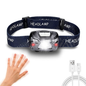 Lampe Frontale LED Rechargeable USB, Torche Frontale LED, 6 Modes Lampe Frontale Puissante,Étanche Ipx5,Super Lumineuse,Réglable