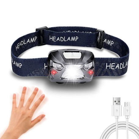 Lampe Frontale LED Rechargeable USB, Torche Frontale LED, 6 Modes Lampe Frontale Puissante,Étanche Ipx5,Super Lumineuse,Réglable