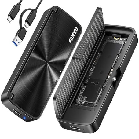 FIDECO Boîtier SSD M.2 NVMe, Boîtier Adaptateur USB 3.2 Gen 2 NVMe 10Gbps, Installation sans Outil, Supporte UASP et Trim, Desig