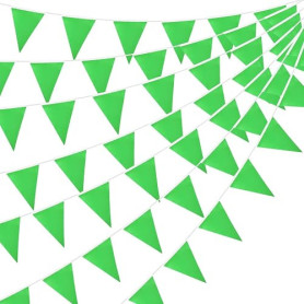Guirlande de fanions verts, 20 m, 52 pièces, triangles en tissu, pour décoration intérieure et extérieure, anniversaire, baby sh
