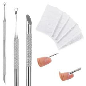 TIESOME Repousse-cuticules à double extrémité, enlève les cuticules avec 10 limes à ongles, outil professionnel pour manucure et