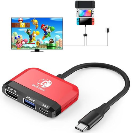 Station d'Accueil Nintendo Switch/OLED 3-en-1 Portable Avec 4K HDMI, Port USB 3.0, Type C 100W Pd - Mini Dock de Voyage Pour Swi