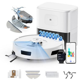 R11 Aspirateur Robot Laveur avec Station, 20000Pa, Station de Vidage Automatique 120 Jours, Navigation LiDAR, WiFi APP 5G/2.4G,