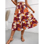 Adigaber Faldas de Mujer Cintura Elástica Faldas Vintage Estampado Floral Volantes A-Línea Faldas a la Pantorrilla Con cinturón