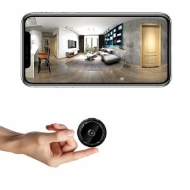 Mini Camera Espion sans Fil WiFi 1080P caméra de surveillance - Light Black | Wi-Fi 2,4G, détection de mouvement, sécurité intér