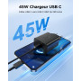Chargeur USB C 45W Prise USB C Chargeur Charge Rapide pour Samsung Galaxy S26 S25 Ultra S24 S23 S22 S21 FE A57 A56 A55 A54 A37 A
