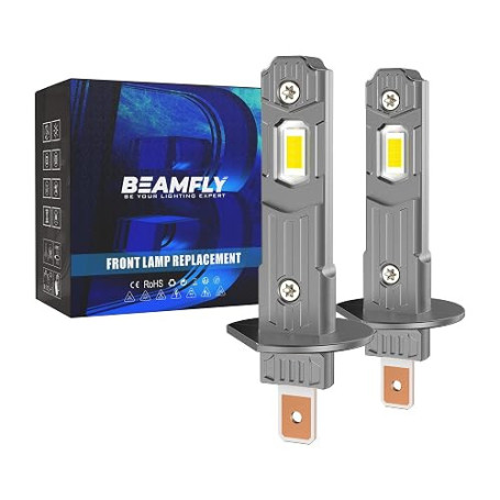 BEAMFLY Ampoule H1 LED Lampe 6500K 1:1 Remplacement Halogène 40000LM 110W | luminosité de 600% pour les feux de croisement ou le