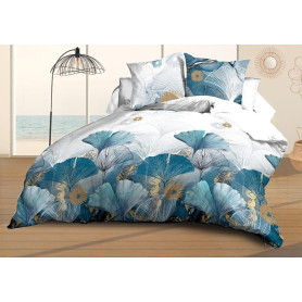 Le Linge de Jules Parure Drap Plat + Drap-Housse 140x190 + 2 Taies - Microfibre Douce et résistante - Entretien Facile - Ginko,