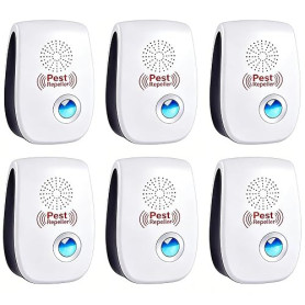Répulsif Ultrason Anti-Rongeurs Insectes, 6 pcs Ultrason Anti Moustique Ultrason Souris et Rats, Intérieur Répulsif Électronique