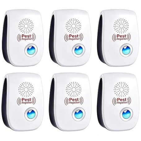 Répulsif Ultrason Anti-Rongeurs Insectes, 6 pcs Ultrason Anti Moustique Ultrason Souris et Rats, Intérieur Répulsif Électronique