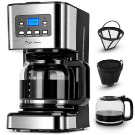 Taylor Swoden Cafetiere Filtre Programmable 24h, 1.5L, 10 à 12 Tasses,Noir | Maintien au Chaud 40min, Anti-goutte, Infusion Rapi