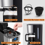 Taylor Swoden Cafetiere Filtre Programmable 24h, 1.5L, 10 à 12 Tasses,Noir | Maintien au Chaud 40min, Anti-goutte, Infusion Rapi