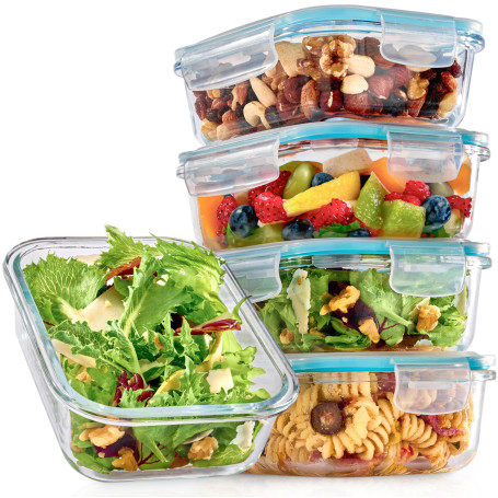 Praknu 4 Boîtes en Verre 500 ml avec Couvercle – Conservation Alimentaire | Hermétiques et empilables, sans BPA, passent au lave
