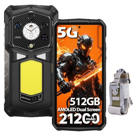 Ulefone Armor 29 Pro Téléphone Portable Incassable 5G, 32Go+512Go/SD-2To 21200mAh 120W AI Smartphone 50MP + 64MP Vision Nocturne