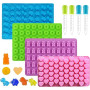 paquet de 4 moules en silicone pour bonbons et plateaux pour glaçons avec 4 compte-gouttes (Couleur aléatoire)