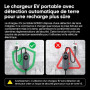 GONEO Chargeur Voiture Électrique Type 2 Portable,Température surveillance,Terre & CA 30mA+CC 6mA Détection.16a monophasé Schuko