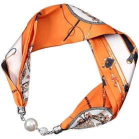 PureBowlic Collier écharpe imprimé floral pour femme à porter au quotidien | Imitation soie polyester, texture lisse, brillant p