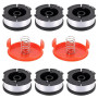 6 Pièces Bobine Fil Coupe Bordure Compatible avec Black et Decker Rotofil Blacke + 2 Couvercles +2 Ressort Bobine de Fil Debrous