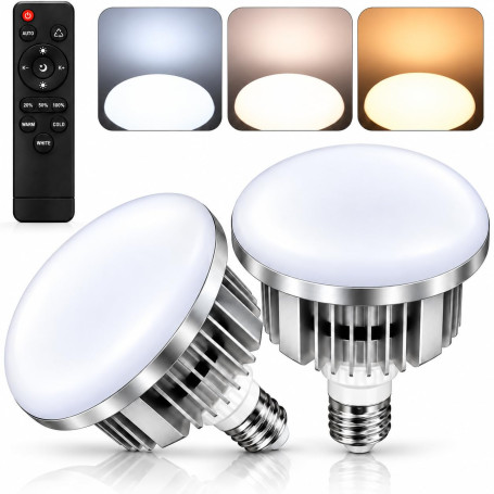 Lot de 2 Ampoules LED Studio Photo 135W, Culot E27, Dimmable 0‑100% | Bicolore 3000K‑6500K, CRI 90, Éclairage pour Softbox et Pa