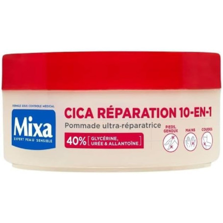 Mixa Pommade Ultra-Réparatrice Cica 10-en-1 Peaux Extra Sèches 150ml | 40% Glycérine Urée Allantoïne, Répare micro-gerçures, Réd
