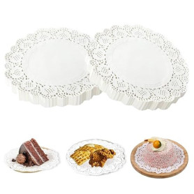 Lot de 200 pointes à gâteau de 11.4 cm en papier, Sets de table ronds en papier papier dentelle blanc rond, pour anniversaire, m