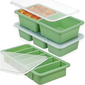 JMIATRY Lot de 3 couvercles en silicone avec compartiments | Pour les soupes à congeler, récipient avec couvercle pour des porti