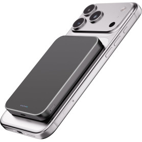 Kstime Batterie externe magnétique 10 000 mAh, design ultra fin en titane de 14 mm, chargeur portable sans fil PD20W avec entrée