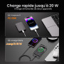 Kstime Batterie externe magnétique 10 000 mAh, design ultra fin en titane de 14 mm, chargeur portable sans fil PD20W avec entrée