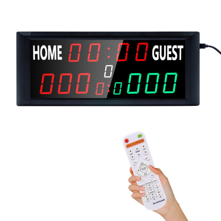 Ousmile Tableau d'affichage électronique Portable, 39,4 * 4 * 15,8cm, Basketball Scoreboard avec Horloge, Compte à Rebours, Tabl