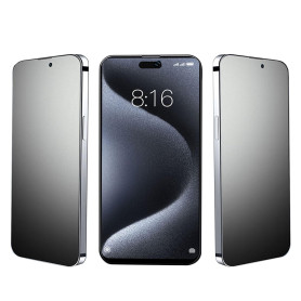 JELLYEA 3 pièces pour iPhone 15 Pro Verre Trempé Mat Anti-Espion | Couverture Complète Film Mat Protection d'écran 9H Anti-Spy A