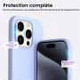 ORNARTO Coque pour iPhone 15 Pro Silicone - Bleu Ciel | en Silicone Liquide, Protection Antichoc Complète, Intérieur Doux en Mic