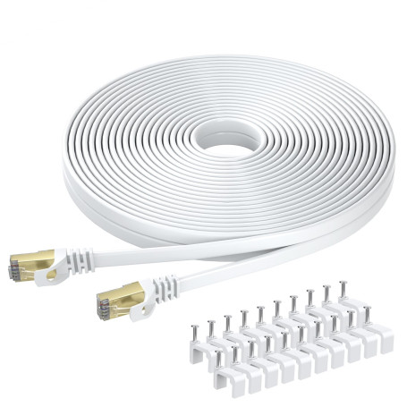 BUSOHE Câble Ethernet Cat 8 10M, Réseau RJ45 Haute Vitesse 40Gbps 2000MHz | Gigabit Plat LAN Cordon de Brassage Internet Compati