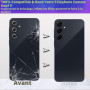 LUVSS Vitre Arrière pour Samsung Galaxy A55 SM-A556B/DS Noir Coque Cache Batterie avec Lentille de Caméra, Adhésifs, Kit Outils,