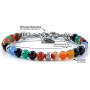 10:10 Bracelet avec pierres d'agate multicolores naturelles de 6 mm, perles en acier inoxydable, bracelet très résistant fabriqu