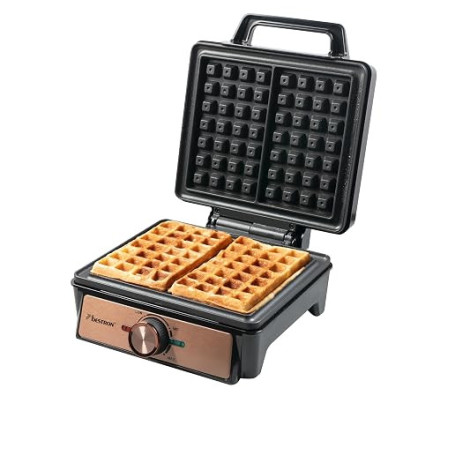 Bestron Gaufrier pour gaufres belges, Gaufrier de Bruxelles pour deux gaufres épaisses, avec revêtement antiadhésif & poignée Co