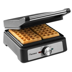 Bestron Gaufrier pour gaufres belges, Gaufrier de Bruxelles pour deux gaufres épaisses, avec revêtement antiadhésif & poignée Co