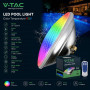 V-TAC Lampe LED Piscine Multicolore RGB 12W - AVEC TÉLÉCOMMANDE - PAR56 - Lampe en Verre Antichoc IP68 pour l'Éclairage des Pisc
