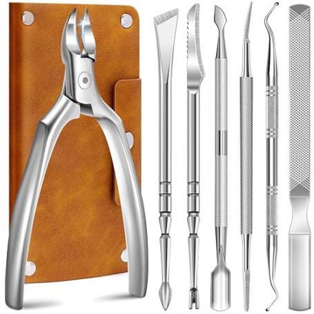 Coupe-Ongles de Précision pour Ongles Épais et Incarnés, Kit de 7 Pièces Podologique Professionnel, Outils de Pedicure et Soin d