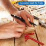 Équerre Centrage Aluminium 100mm, Repère de Centre pour le Bois, 45° et 90°, avec Pointe en Carbure de Tungstène, Alliage d'Alum