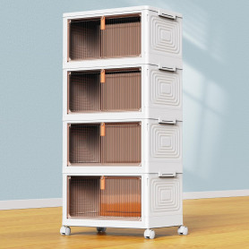 Boite de Rangement avec Couvercle, Boite Rangement Plastique Empilable 92L | Caisse Tour Rangement à 4 Niveaux avec 1 Couvercle,
