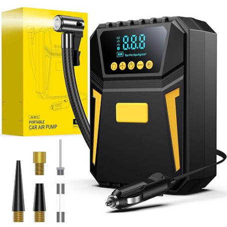 Gonfleur Pneus Voiture, Compresseur à Air Portatif, Gonfleur Pneus 12V, Compresseur Voiture 150 PSI, Pression Pneu Préréglée et