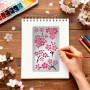 UNICRAFTALE Pochoirs de Fleurs de Cerisier Réutilisables pour Peinture sur Bois Modèles de Dessin en Acier Inoxydable Branche de