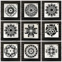 Yulakes Mandala Dotting Lot de 48 pochoirs réutilisables pour peinture sur bois, rochers et murs, 10 x 10 cm