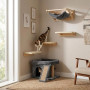 Relaxdays Arbre à Chat avec Niche, griffoir et Plate-Forme, Gris foncé | niche moelleuse pour chat, H x l x P : 38,5 x 54 x 45 c