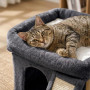 Relaxdays Arbre à Chat avec Niche, griffoir et Plate-Forme, Gris foncé | niche moelleuse pour chat, H x l x P : 38,5 x 54 x 45 c