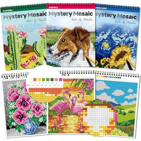 Kalysky Lot de 3 livres de coloriage adultes, mosaïques, couleur par numéro | Carrés, triangles et hexagones relaxants, défi de