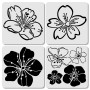 ORIGACH 4 pochoirs de Fleurs de Cerisier - 30 cm Grand Modèle de Dessin de Pochoir de Fleur pour la Peinture Sur Bois, Toile, Mu